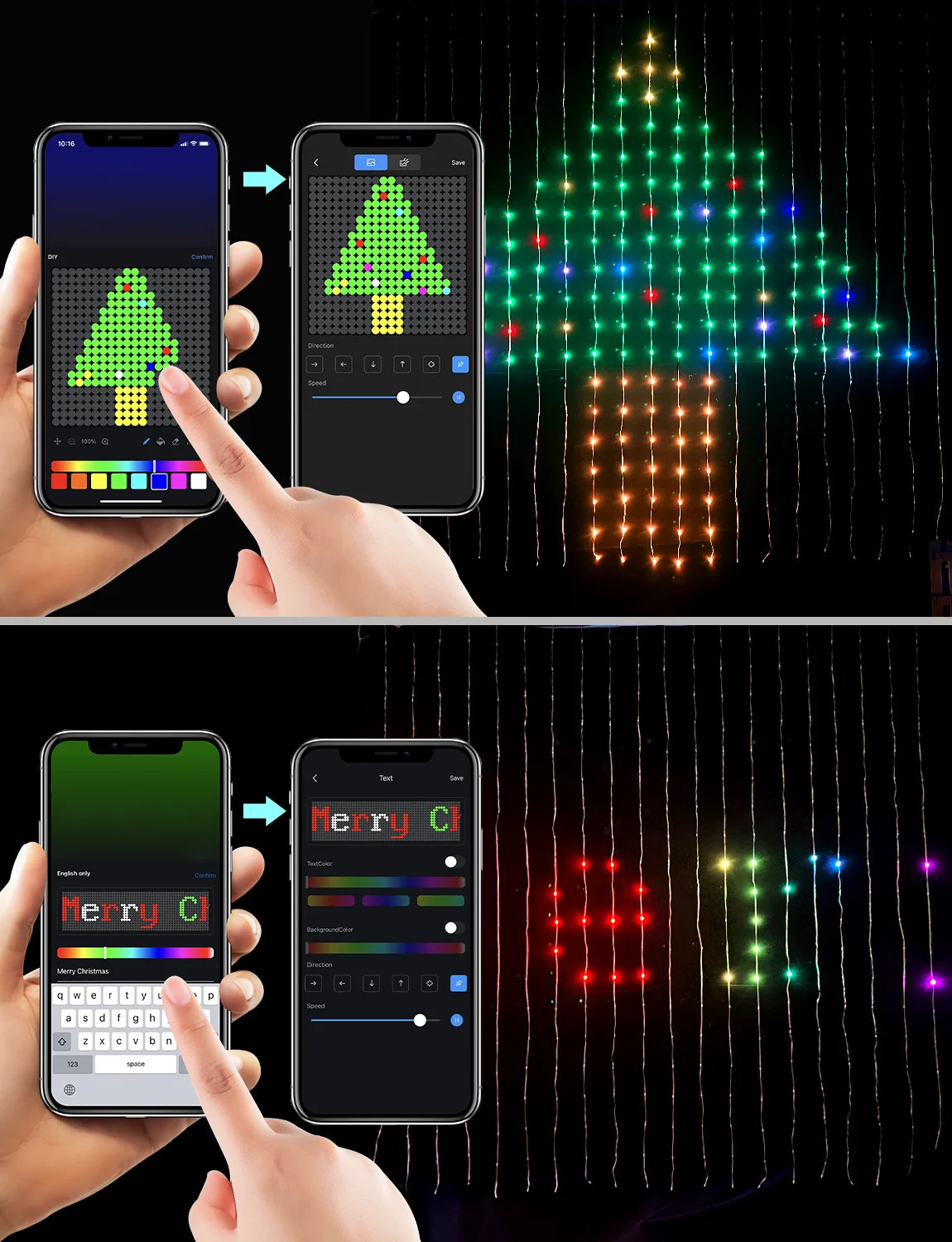 Christmas Curtain Lights, Smart Lights LED, 6.6 X 6.6Ft, 400 RGBIC Leds,Color Changing Window Lights, Dynamic DIY Curtain String Lights for Bedroom Wall, Outdoor IP65 Waterproof