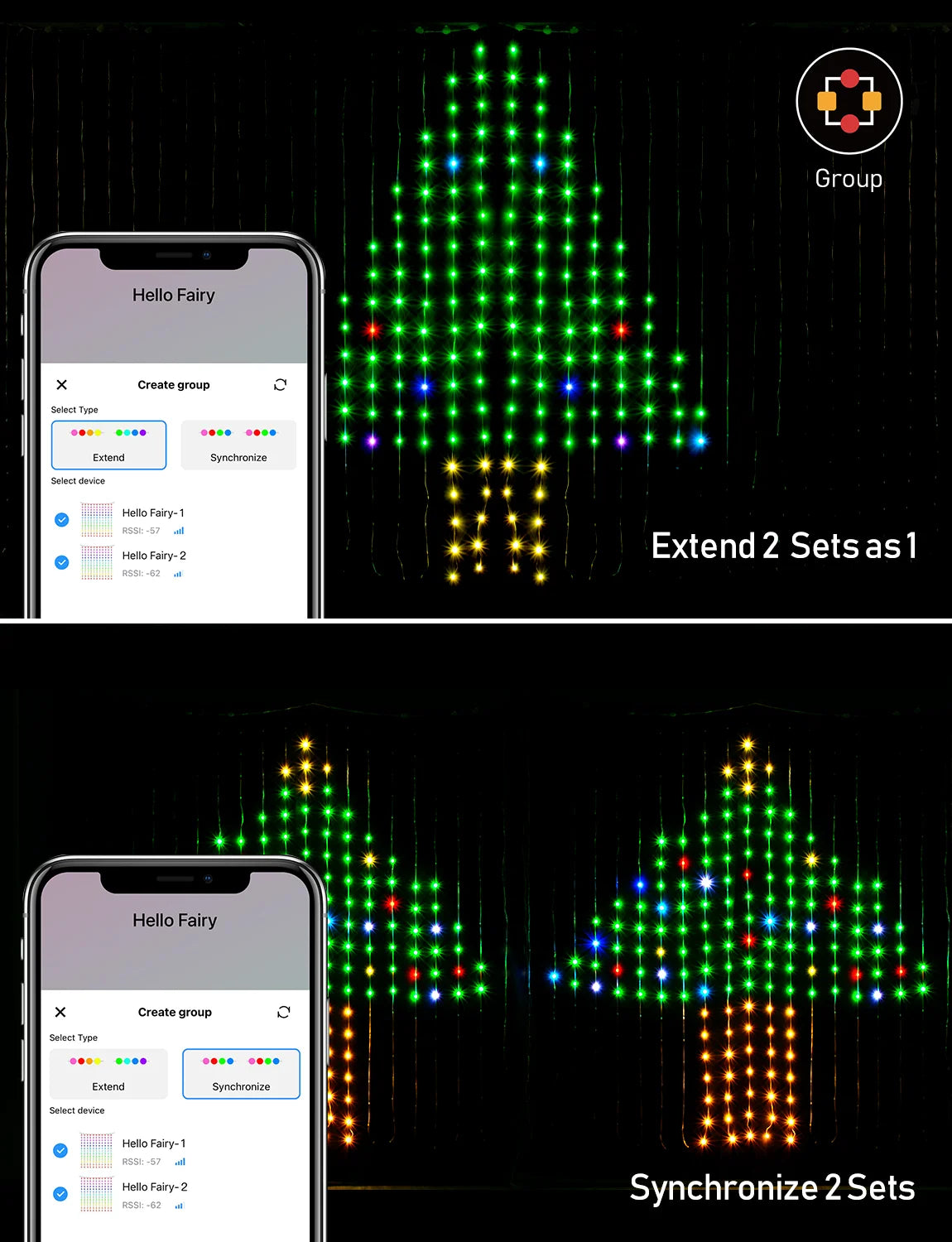 Christmas Curtain Lights, Smart Lights LED, 6.6 X 6.6Ft, 400 RGBIC Leds,Color Changing Window Lights, Dynamic DIY Curtain String Lights for Bedroom Wall, Outdoor IP65 Waterproof