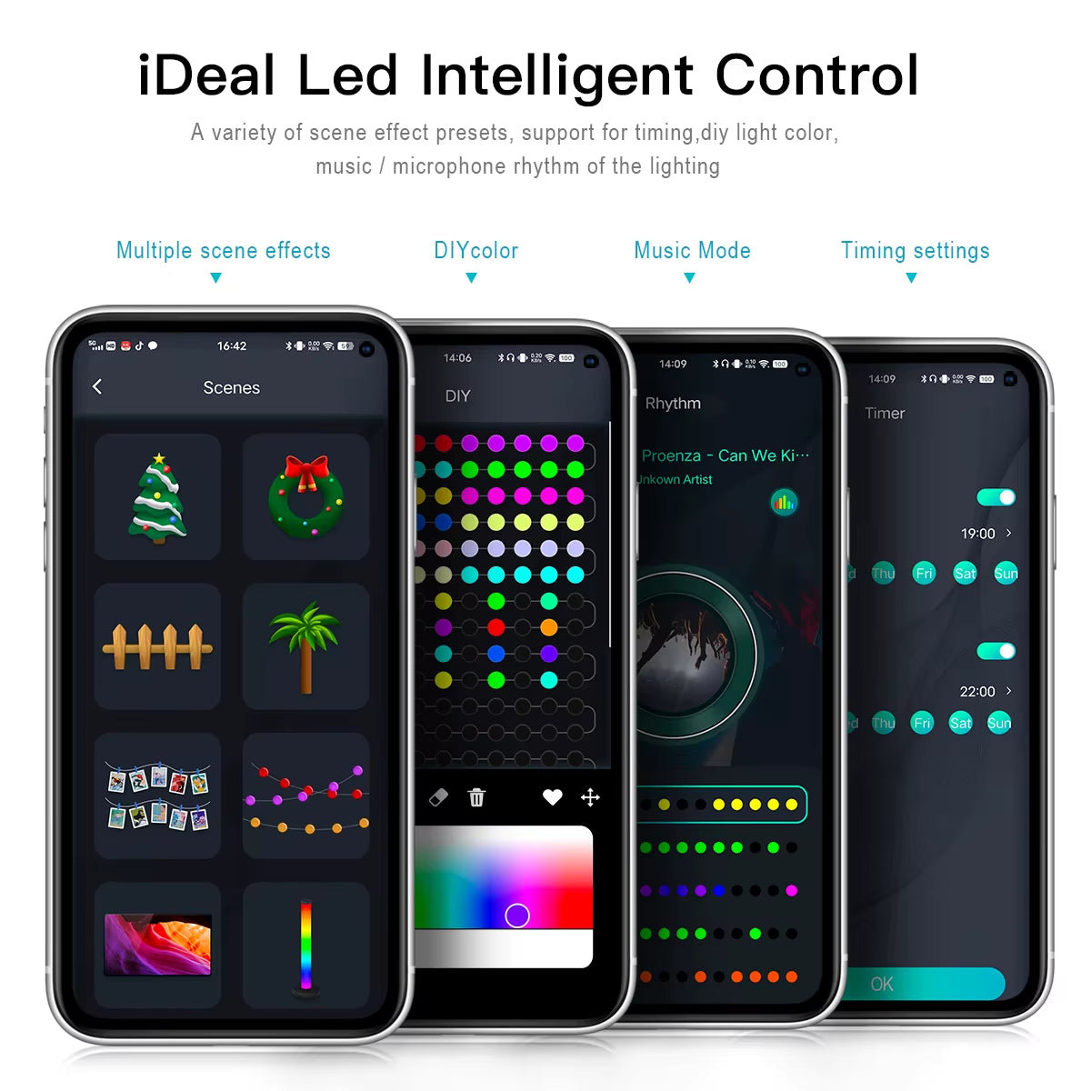 Dreamcolor RGB IC Led Strip WS2812B Smart Bluetooth Control Fairy String Lights Christmas Garland Waterproof Curtain Party Decor