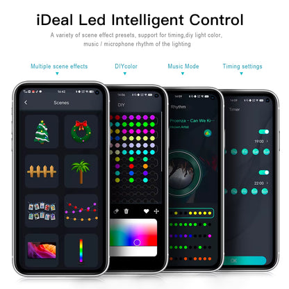 Dreamcolor RGB IC Led Strip WS2812B Smart Bluetooth Control Fairy String Lights Christmas Garland Waterproof Curtain Party Decor