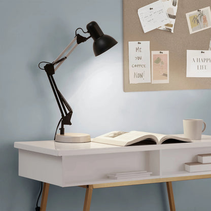 20" Modern Architect Desk Lamp, Metal, Black and Gray Colorblock