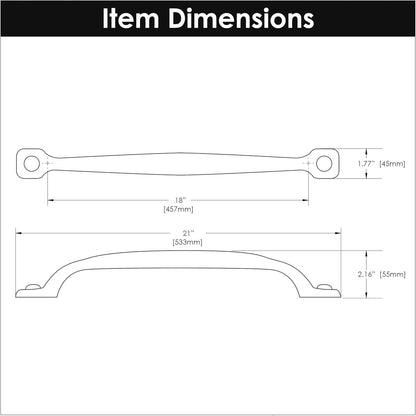 Solid Core Kitchen Cabinet Pulls, Luxury Cabinet Handles, Hardware for Doors & Dresser Drawers, 18 Inch Hole Center, Rustic Iron, Refined Rustic Collection