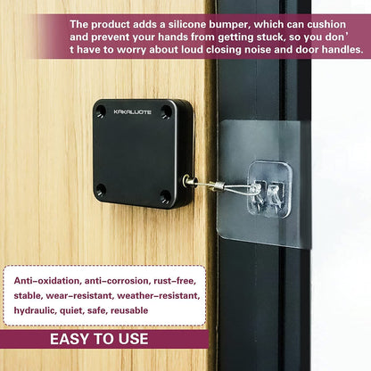 KAKALUOTE Punch-Free Automatic Sensor Door Closer, Multifunctional Auto Door Closer with Drawstring, Residential Commercial Use (1 Pack)
