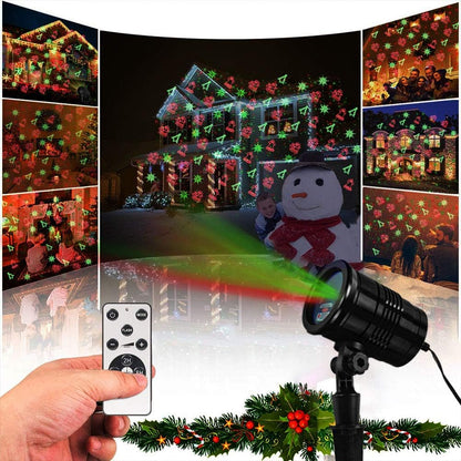 Christmas Laser Lights Outdoors Decoration Projector Light Waterproof LED Star Show for Xmas Decor House Home Yard Garden Patio Wall Indoor, Red and Green with Wireless Remote