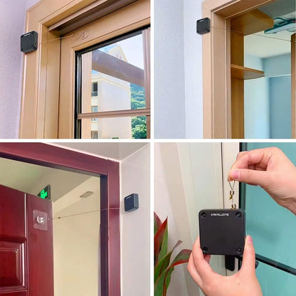 KAKALUOTE Punch-Free Automatic Sensor Door Closer, Multifunctional Auto Door Closer with Drawstring, Residential Commercial Use (1 Pack)
