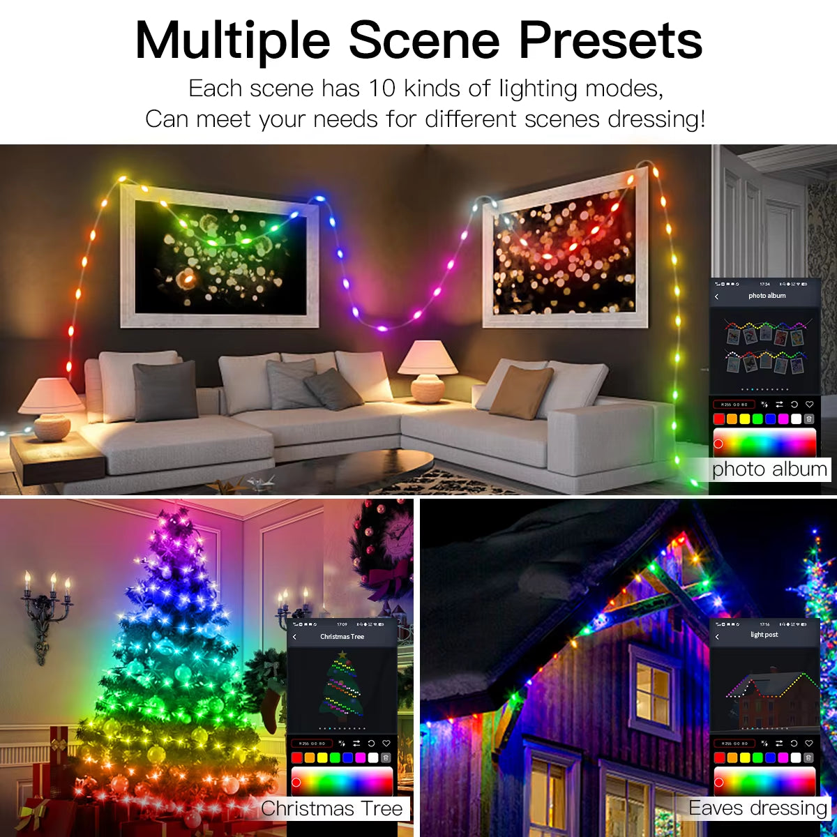 Dreamcolor RGB IC Led Strip WS2812B Smart Bluetooth Control Fairy String Lights Christmas Garland Waterproof Curtain Party Decor
