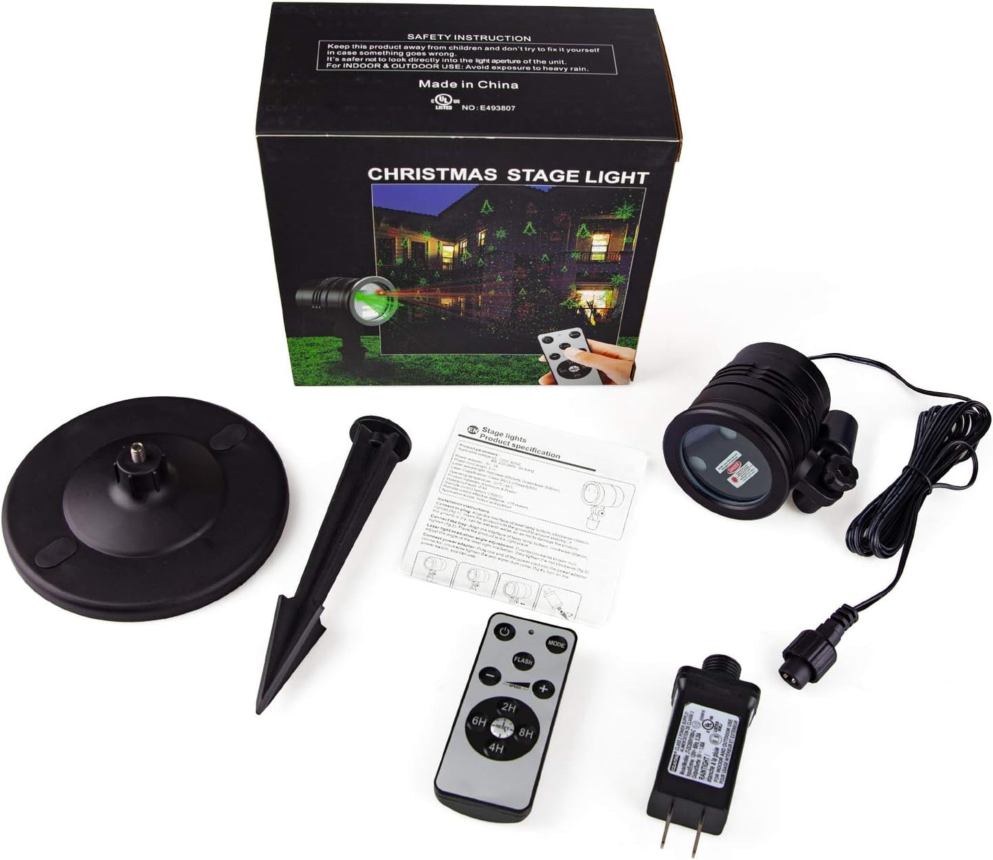 Christmas Laser Lights Outdoors Decoration Projector Light Waterproof LED Star Show for Xmas Decor House Home Yard Garden Patio Wall Indoor, Red and Green with Wireless Remote