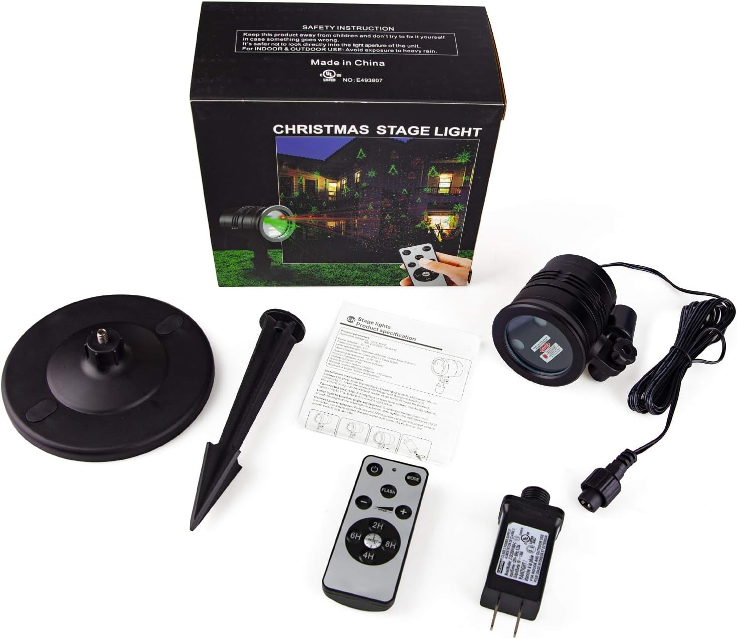 Christmas Laser Lights Outdoors Decoration Projector Light Waterproof LED Star Show for Xmas Decor House Home Yard Garden Patio Wall Indoor, Red and Green with Wireless Remote